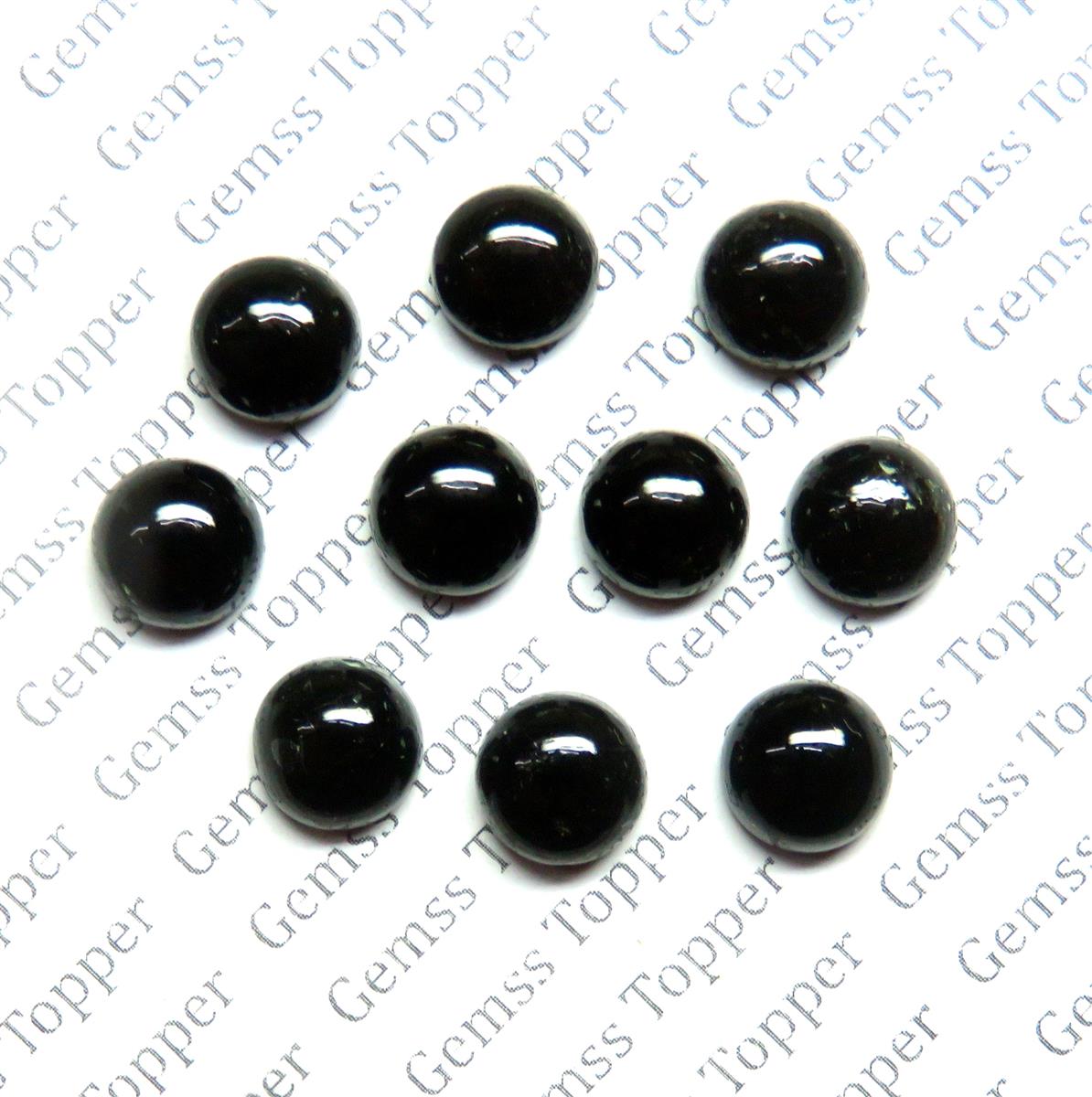Black Tourmaline 10x10 mm Round Cabochon